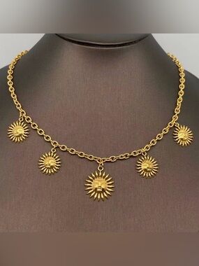 Gold Sunburst Pendant Necklace